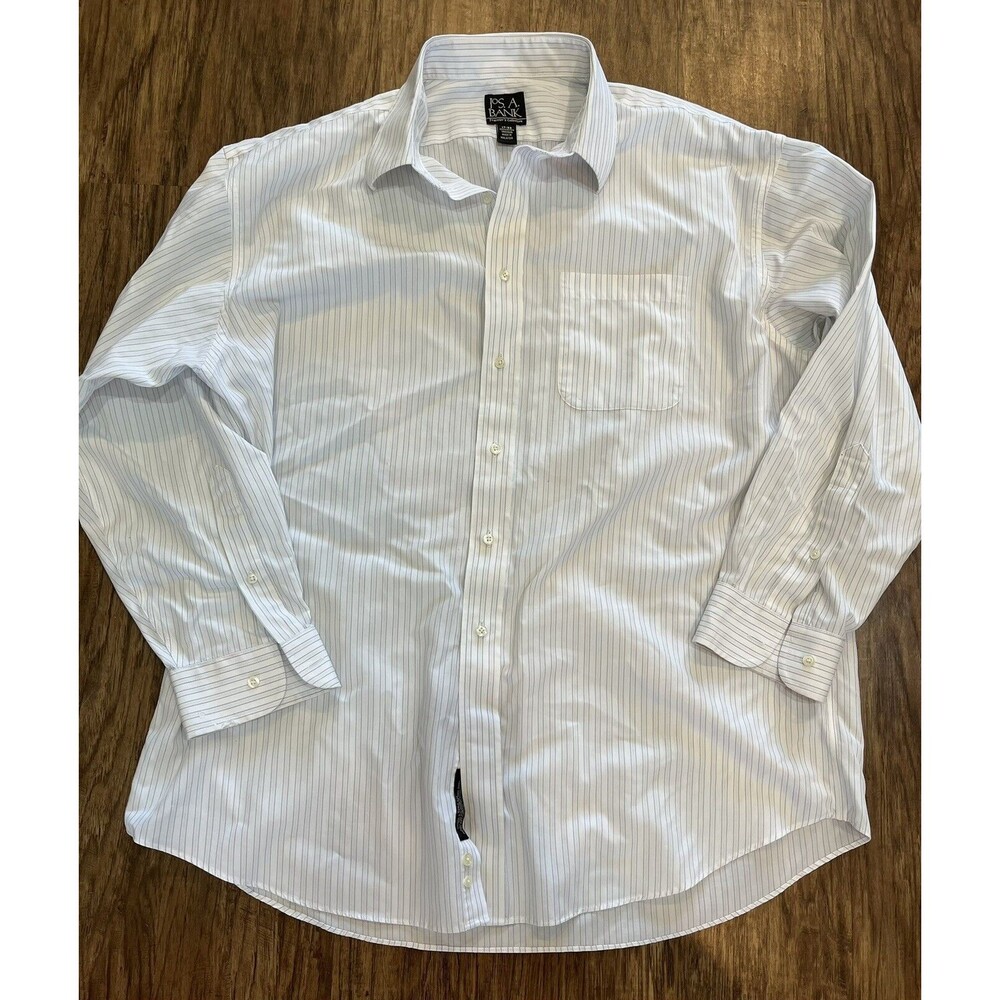 Jos A Bank Traveler Button Up Shirt Mens 17 - 33 Tailored Fit Long Sleeve